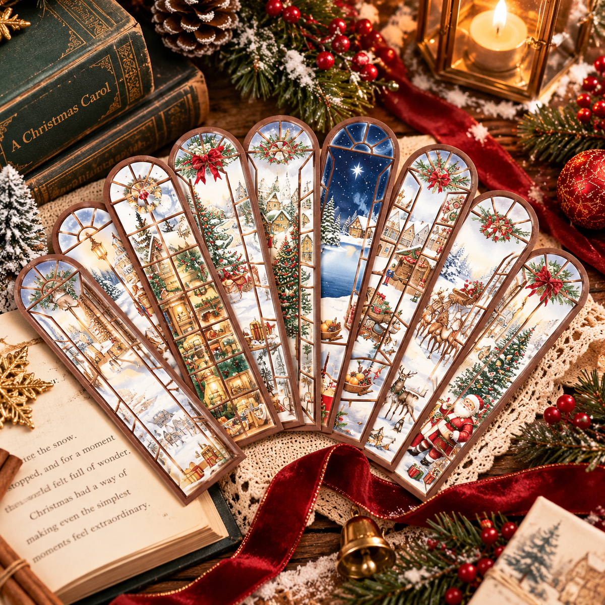 24PCS Christmas Window Bookmarks