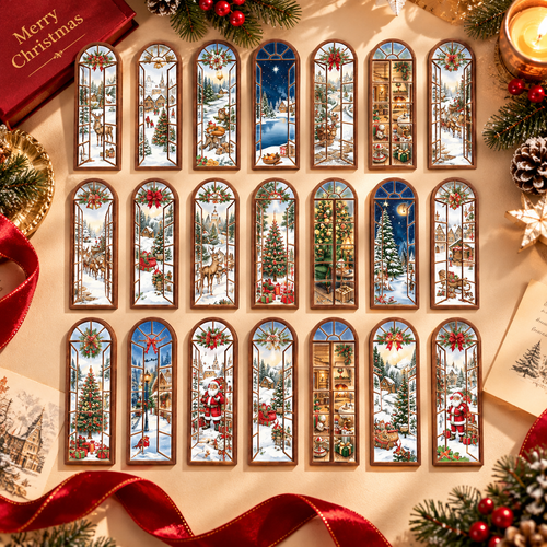24PCS Christmas Window Bookmarks