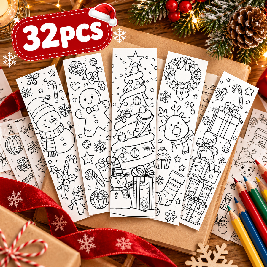32PCS Color Your Own Christmas Bookmarks