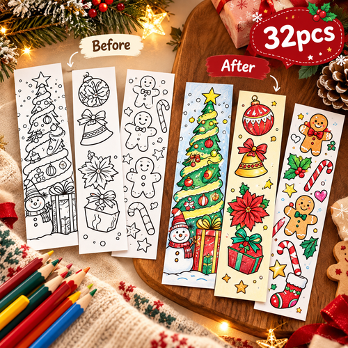 32PCS Color Your Own Christmas Bookmarks