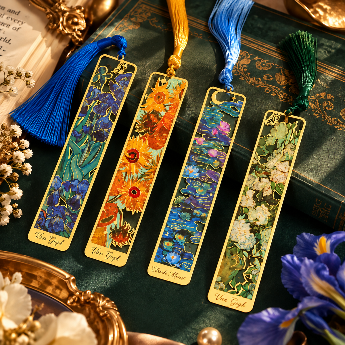 Retro Floral Metal Bookmarks