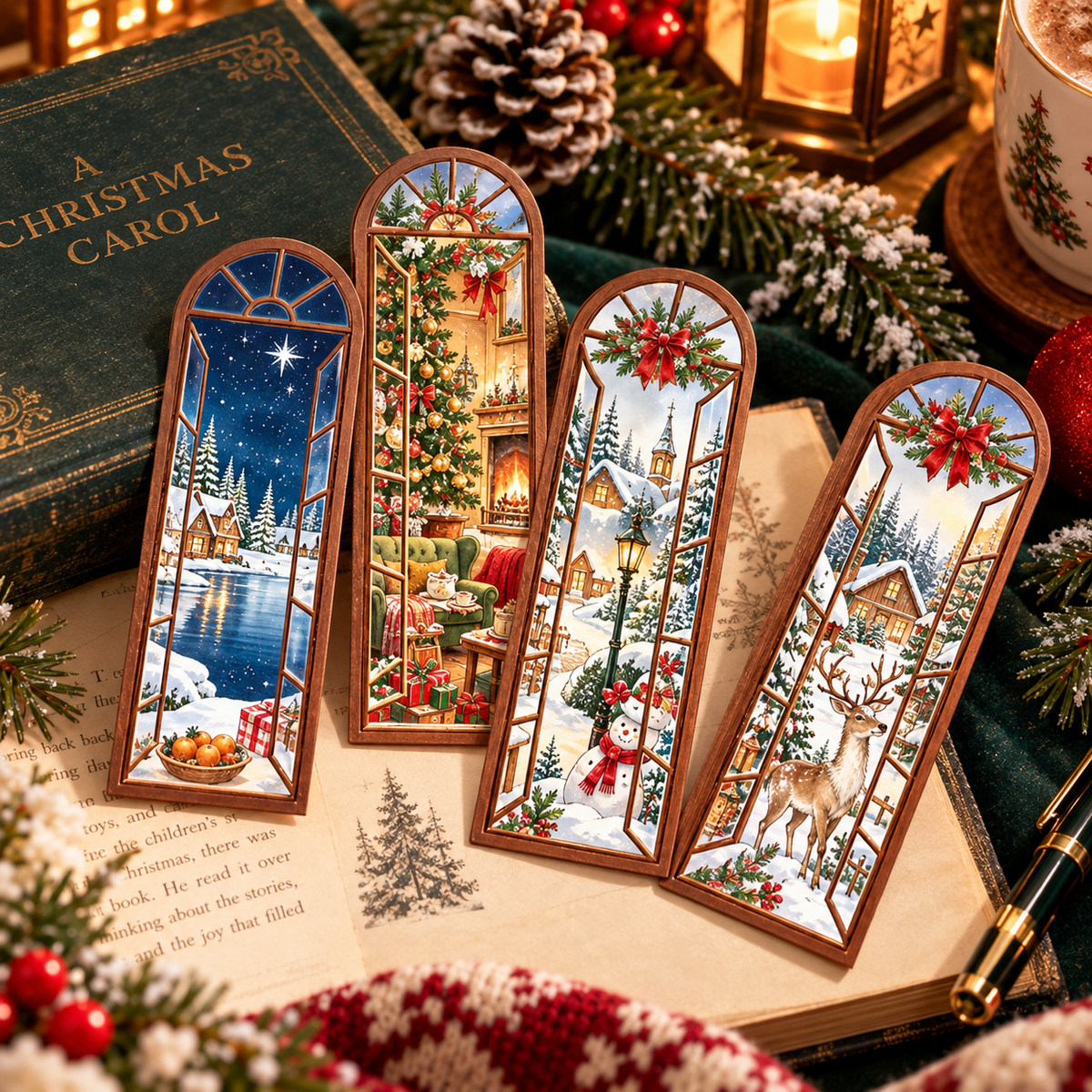 24PCS Christmas Window Bookmarks