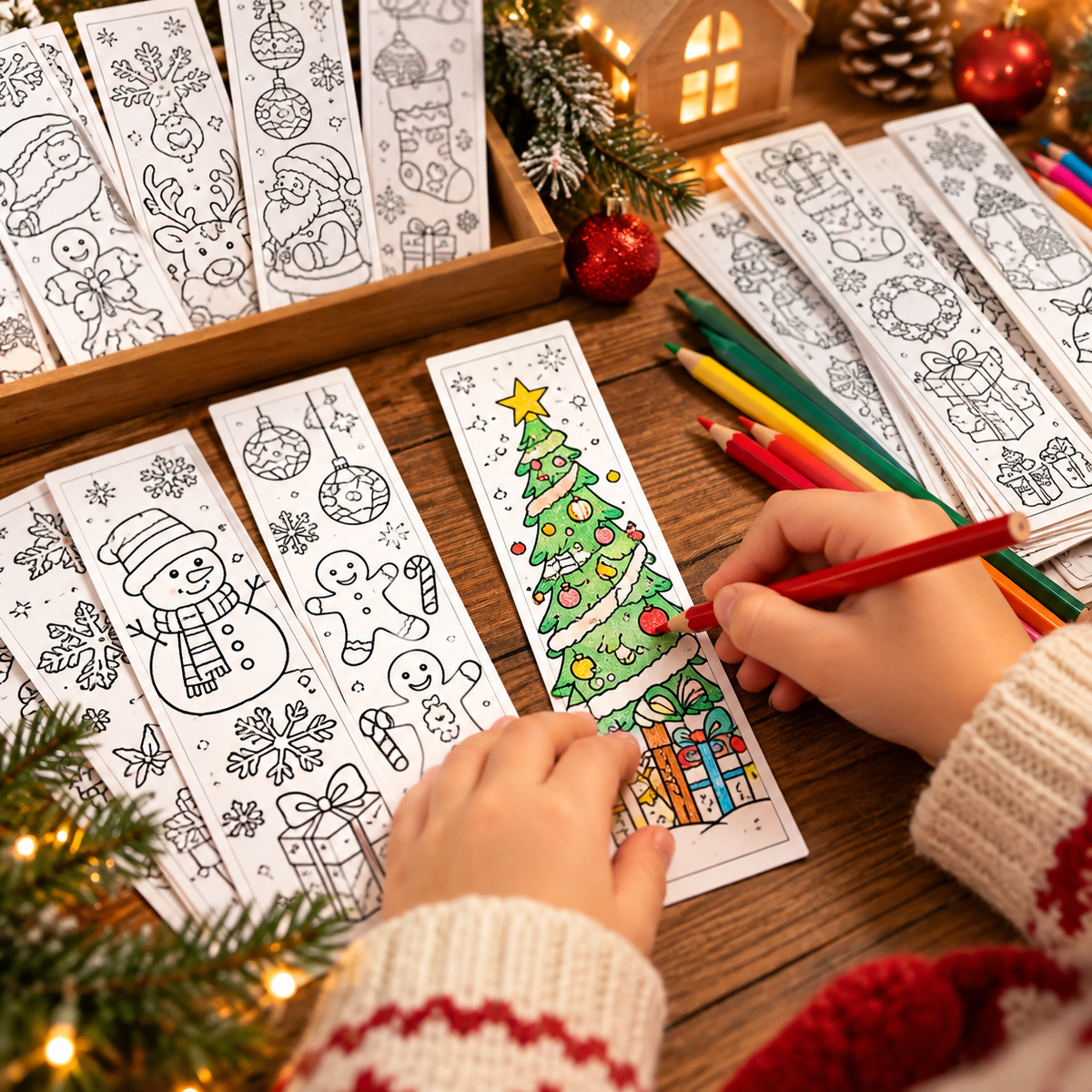 32PCS Color Your Own Christmas Bookmarks