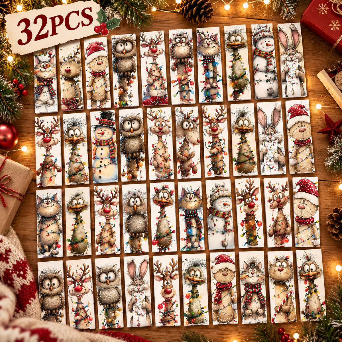 32PCS Christmas Animal Bookmarks