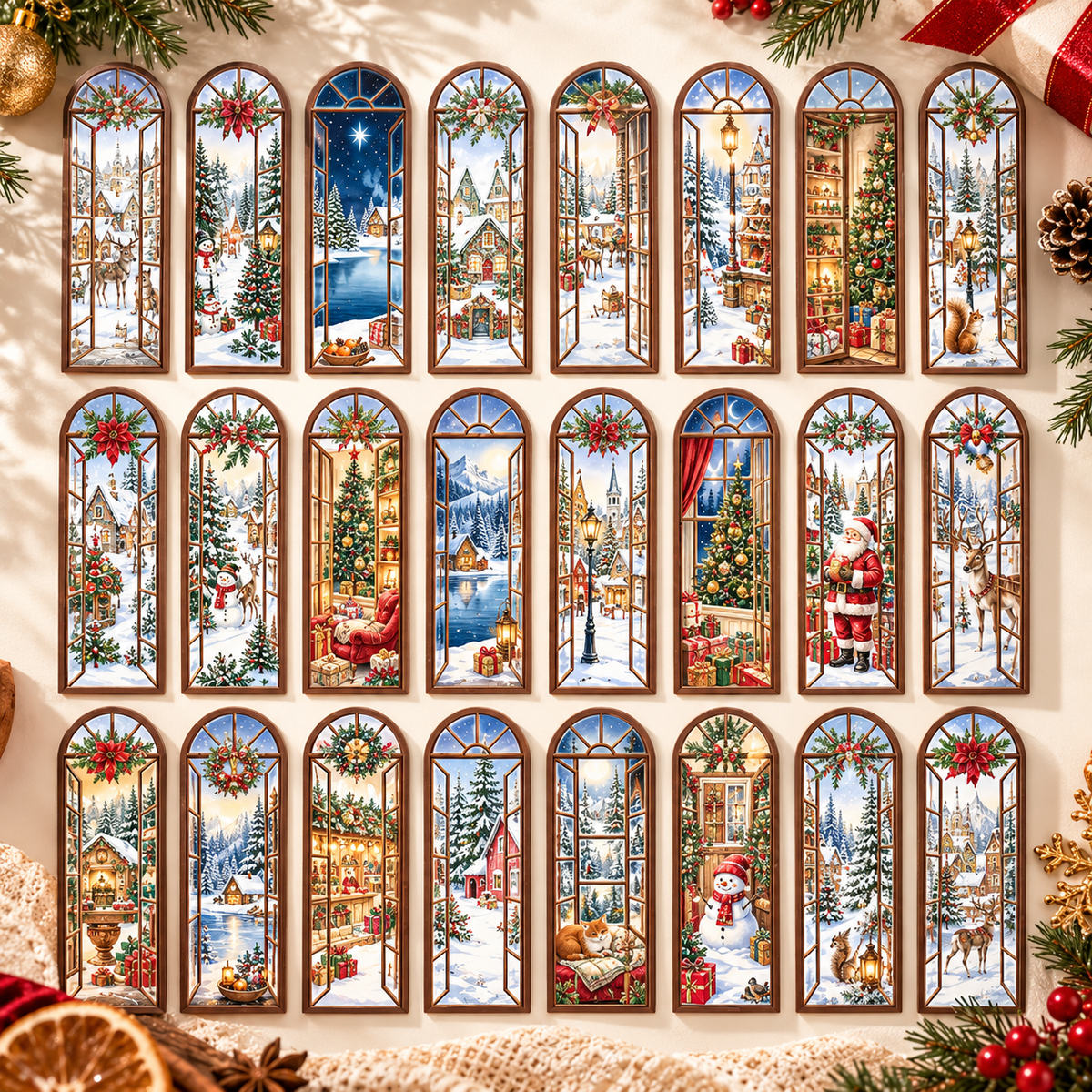 24PCS Christmas Window Bookmarks