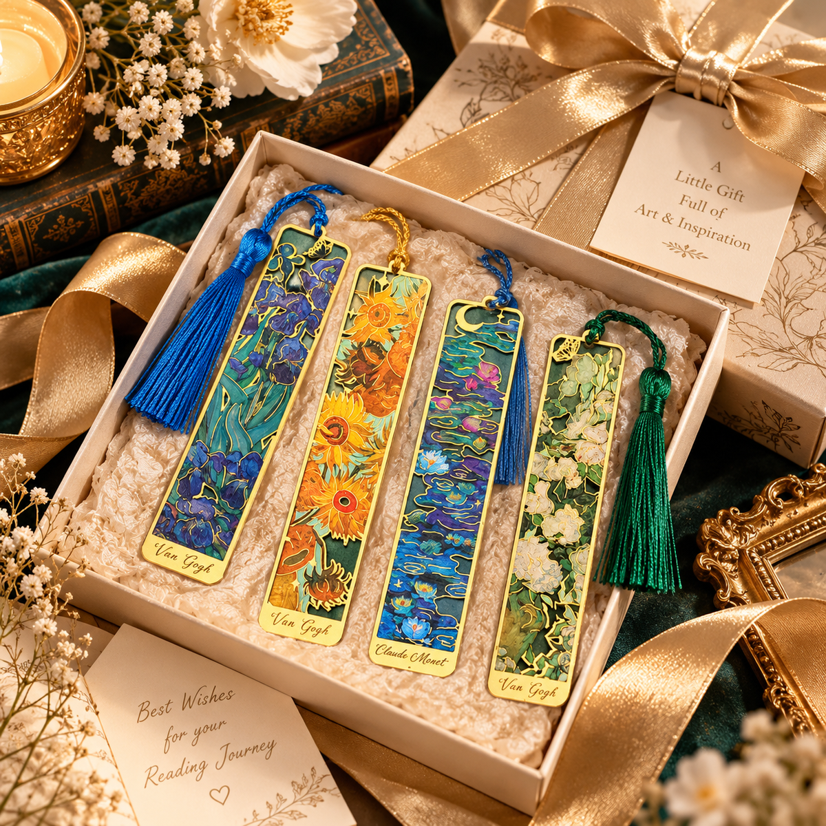 Retro Floral Metal Bookmarks
